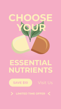リーズナブルな価格で幅広い種類の栄養補助食品をご提供 Instagram Storyデザインテンプレート