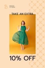 Clothes Shop Offer with Woman in Green Dress