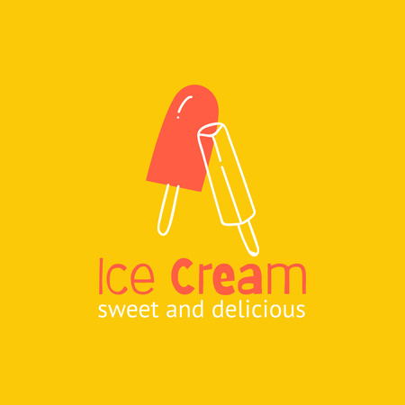 Yummy Ice Cream Offer on Yellow Logo 1080x1080pxデザインテンプレート