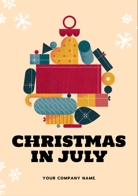 Christmas in July Congrats With Baubles In Yellow Flyer A7 Design Template