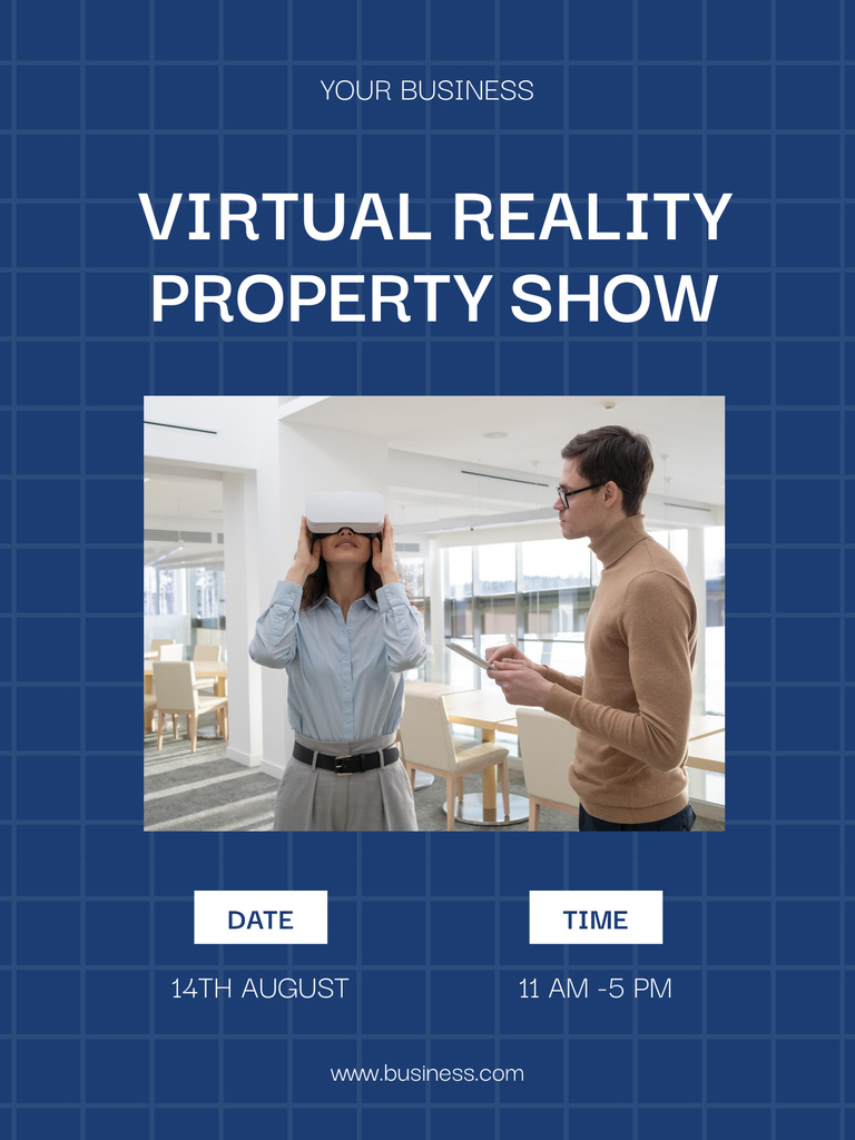 Contemporary Room Tour in Virtual Reality Glasses Poster US Šablona návrhu