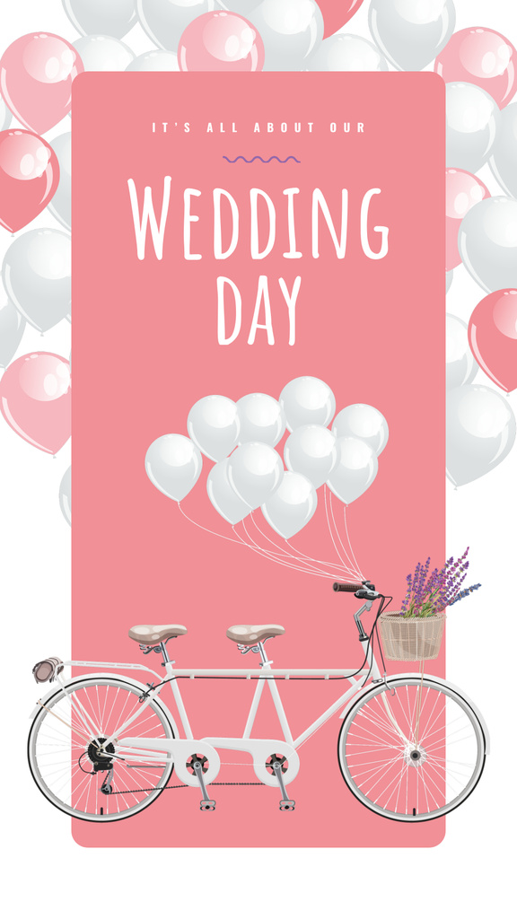 Designvorlage Wedding Tandem bicycle decorated with Balloons für Instagram Story