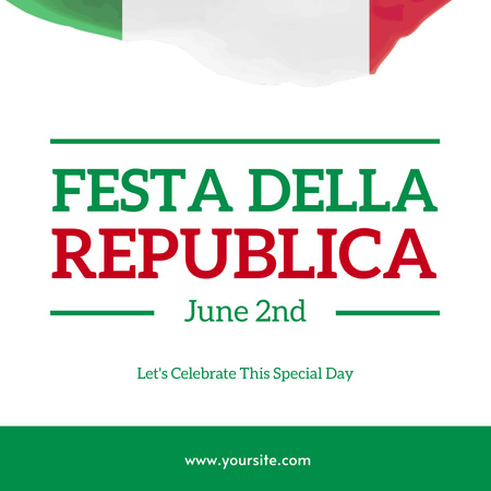 Italian National Day Greeting Minimal Instagram Design Template