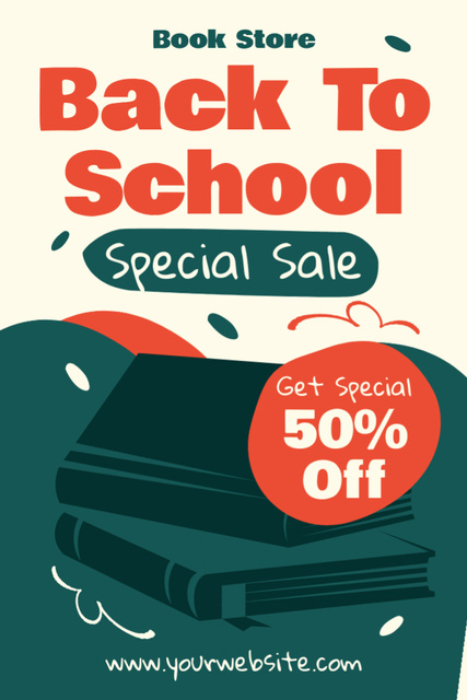 Special School Sale with Green Books Tumblr Design Template