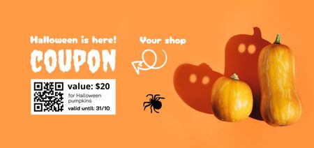 Halloween Celebration Announcement with Orange Pumpkins Coupon Din Large Design Template