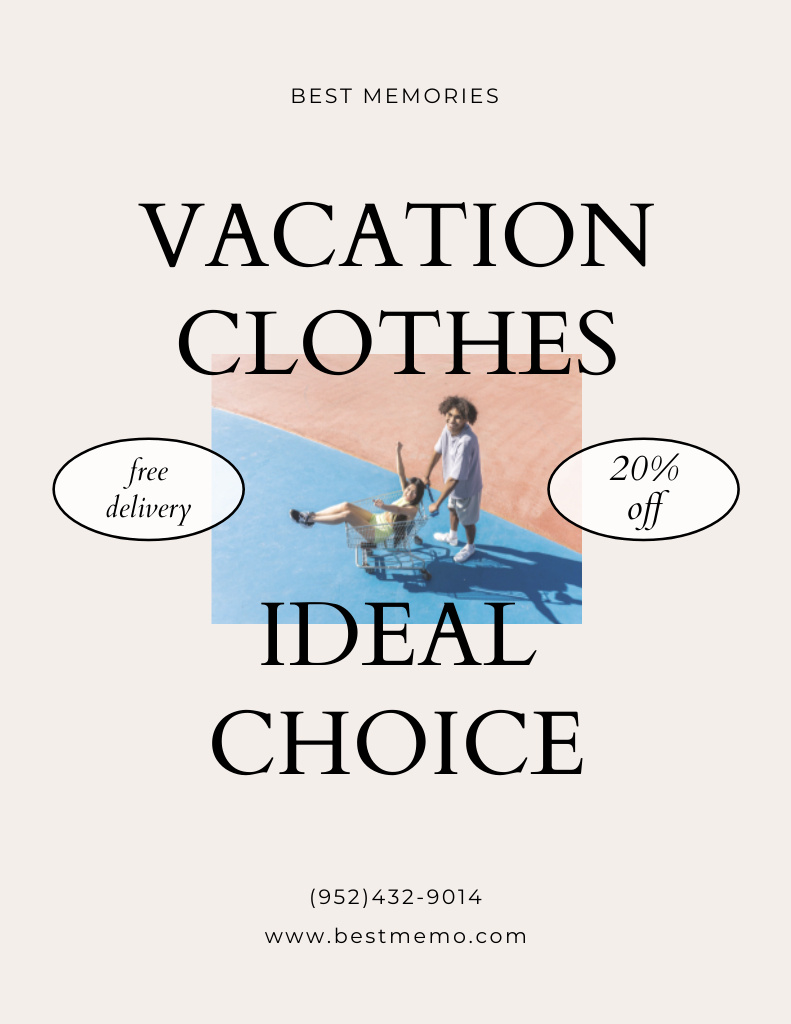 Plantilla de diseño de Vacation Clothes Ad with Stylish Young Couple Poster 8.5x11in 