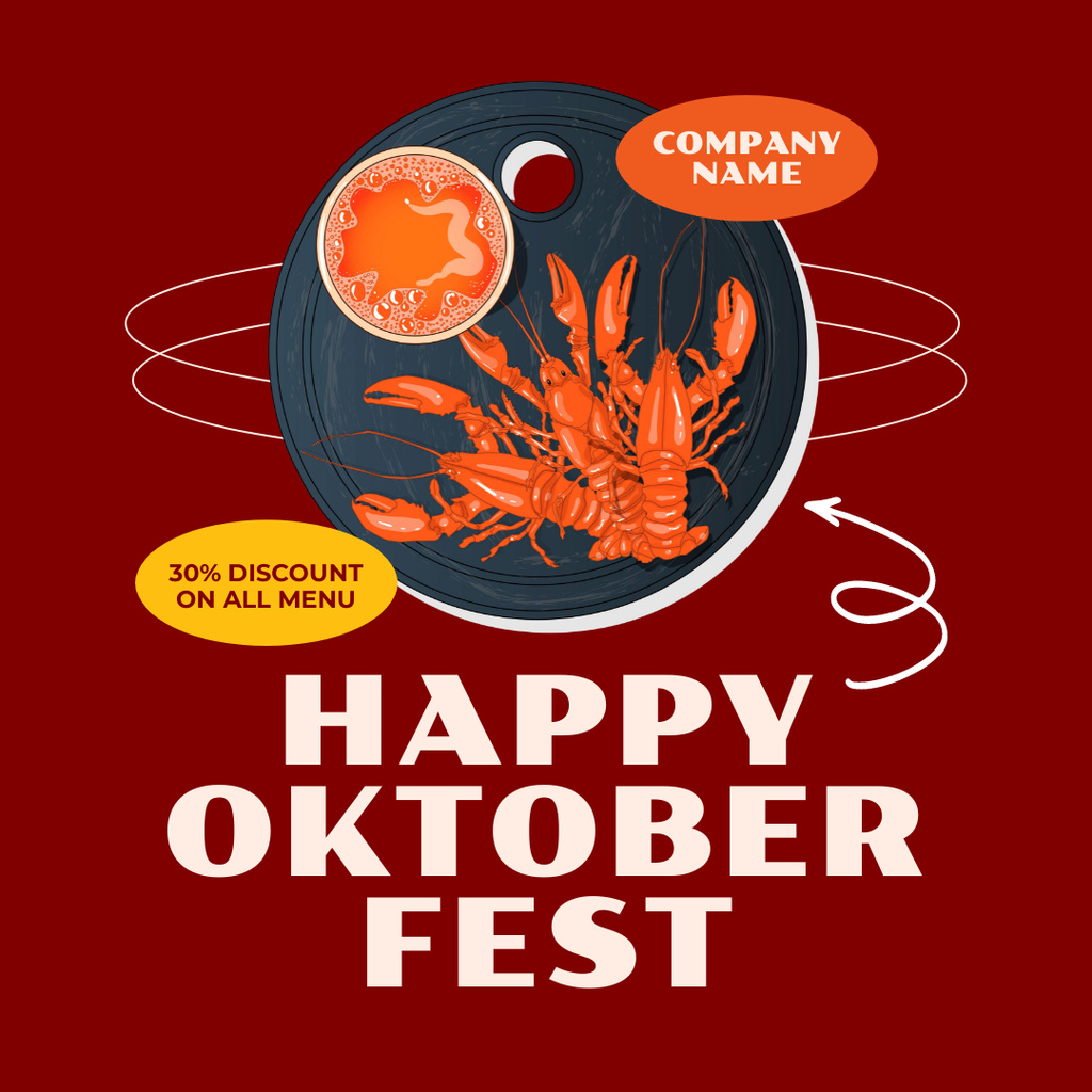 Oktoberfest Celebration Announcement with Greeting Instagram Design Template