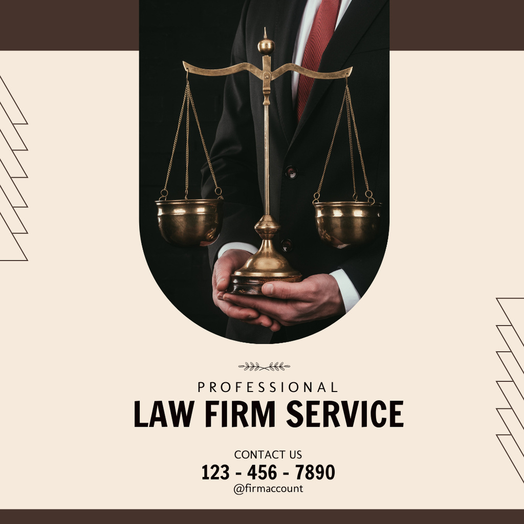 Professional Law Firm Services Offer with Scales Instagram Modelo de Design