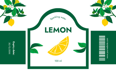 Sparkling Water With Lemon Taste Offer Label Design Template
