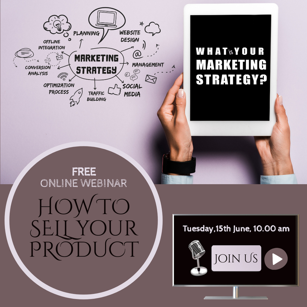 Online Webinar on Promoting and Selling Own Products Instagram Πρότυπο σχεδίασης
