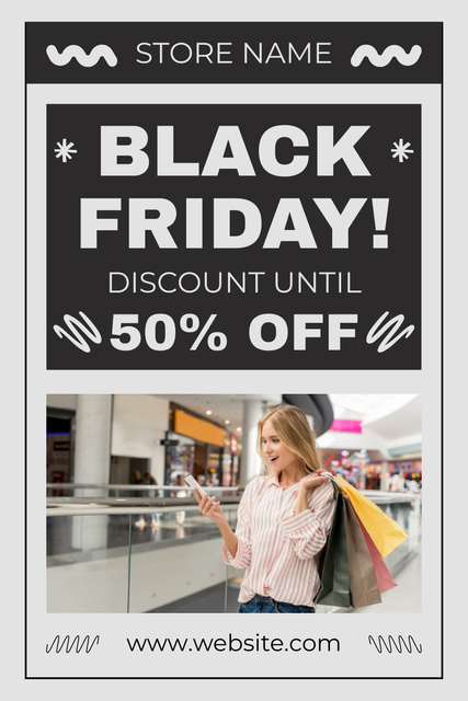 Black Friday Discount in Mall Pinterest Šablona návrhu