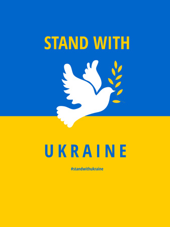 Pigeon with Phrase Stand with Ukraine Poster US Design Template