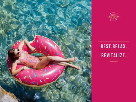 Woman relaxing on floating ring Presentation Design Template