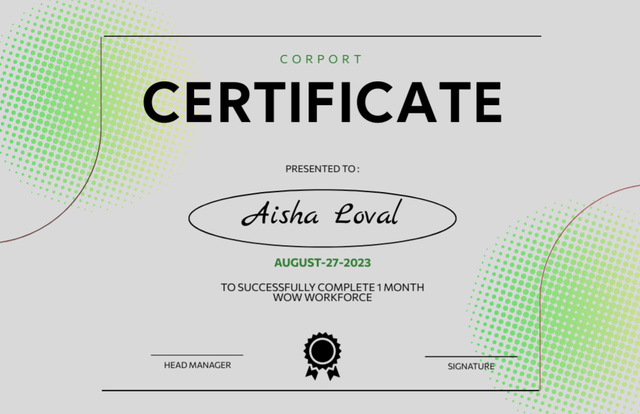 Award of Successful Completion of Course Certificate 5.5x8.5in tervezősablon