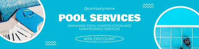 Pool Service Announcement LinkedIn Cover Design Template
