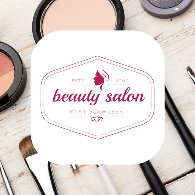 Modèle de visuel Beauty salon Ad with frame of Cosmetics - Instagram
