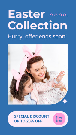 Designvorlage Werbung für die Osterkollektion mit Mutter und süßer kleiner Tochter für Instagram Story