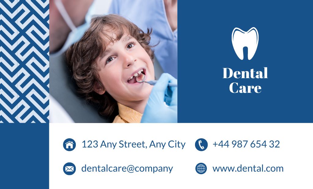 Reminder of Appointment to Pediatric Dentist Business Card 91x55mm Šablona návrhu