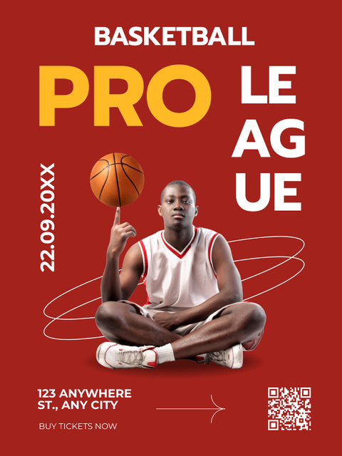 Modèle de visuel Professional League Basketball Competition - Poster US