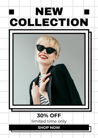 Designvorlage New Collection Announcement with Attractive Blonde für Poster
