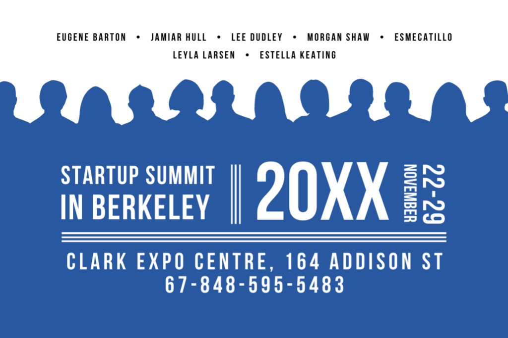 Startup Summit Announcement With Silhouettes Postcard 4x6in Tasarım Şablonu