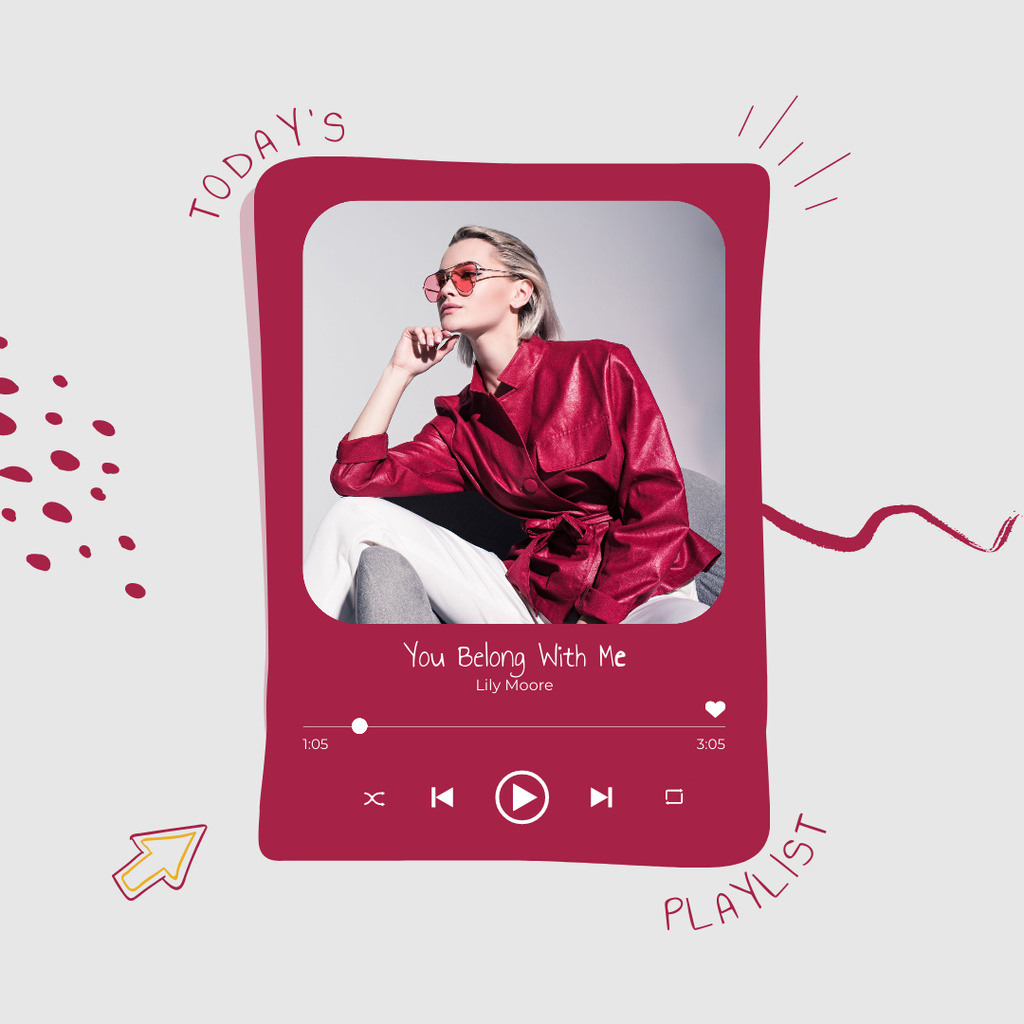 Music Player Widget With Abstract Pattern Instagramデザインテンプレート