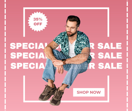 Special Summer Sale of Men's Clothes Facebook tervezősablon