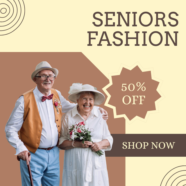 Fashion For Seniors Sale Offer In Yellow Instagram Design Template