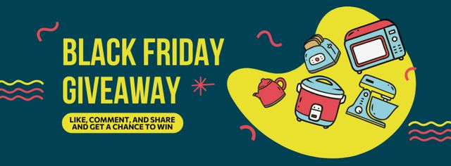 Black Friday Giveaway of Home Appliance Facebook cover Πρότυπο σχεδίασης