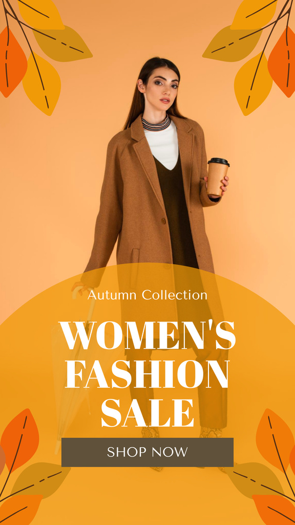 Women's Autumn Fashion Offer with Beautiful Woman Instagram Story Design Template