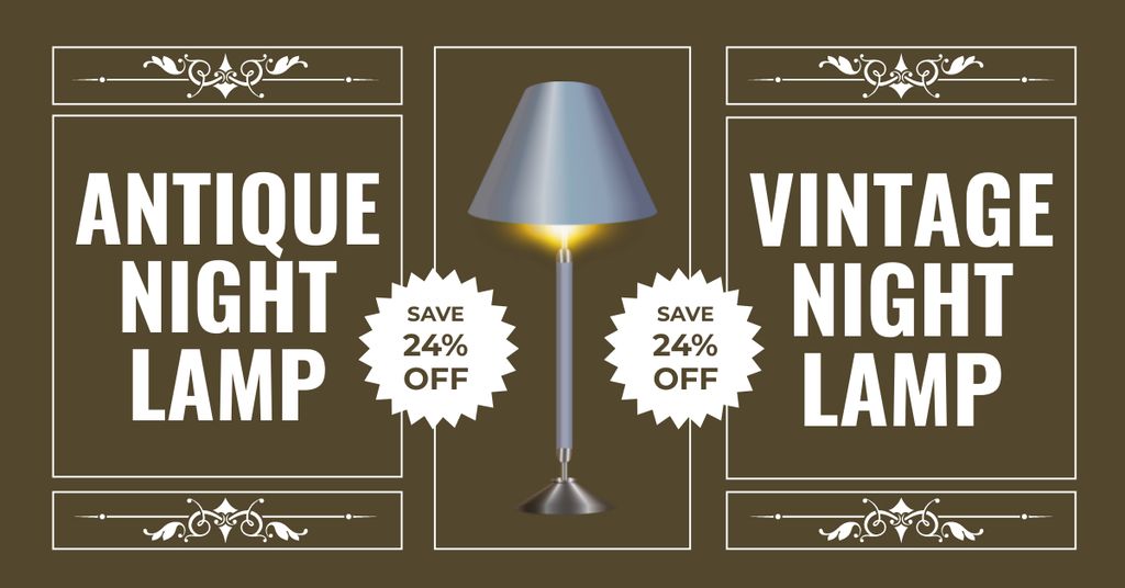 Old-fashioned Night Lamp With Discounts In Antiques Store Facebook ADデザインテンプレート