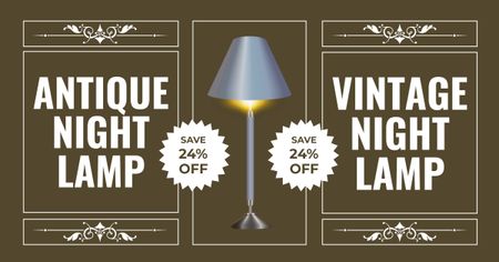 Modèle de visuel Lampe de nuit à l'ancienne avec des réductions dans un magasin d'antiquités - Facebook AD