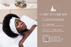 Spa Center Advertisement with Young Woman Enjoying Massage