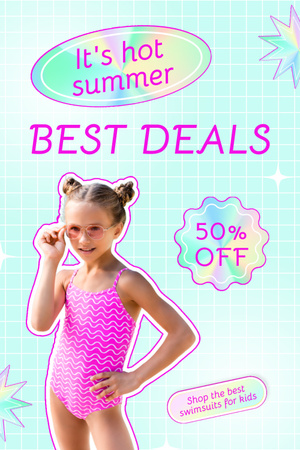 Designvorlage Das beste Sommerangebot für Badeanzüge für Kinder für Pinterest