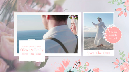 Virágzó virágok és az esküvői szertartás bejelentése Full HD video tervezősablon