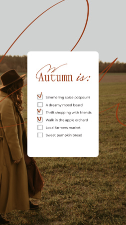 Template di design lista ispirativa autunno con donna in stivali eleganti Instagram Story