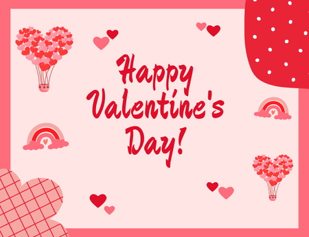 Привітання з днем Святого Валентина з милими сердечками та веселками Thank You Card 5.5x4in Horizontal – шаблон для дизайну