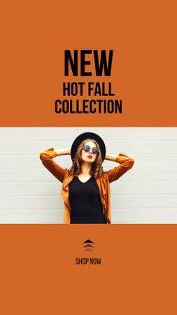 Menina elegante vestindo jaqueta de camurça Instagram Video Story Modelo de Design