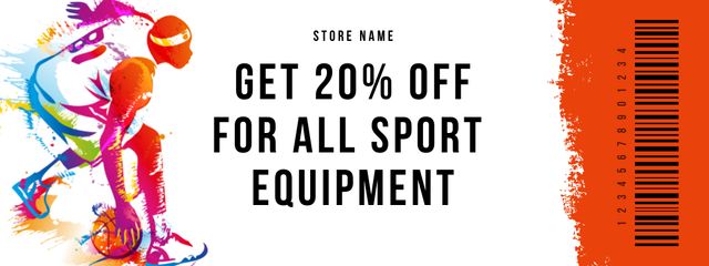 Sport Shop Promotion with Basketball Player Coupon Design Template