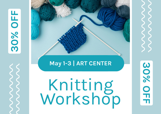 Knitting Workshop In Spring With Discount Card Modelo de Design