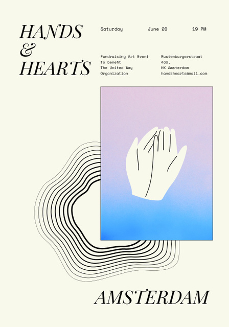 Designvorlage Hands and Hearts Fundraising Event für Poster 28x40in