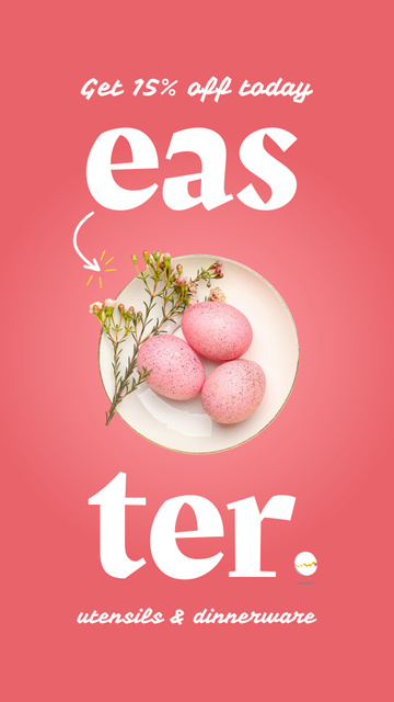 Ontwerpsjabloon van Instagram Video Story van Dyed Eggs For Easter With Dinnerware Discount