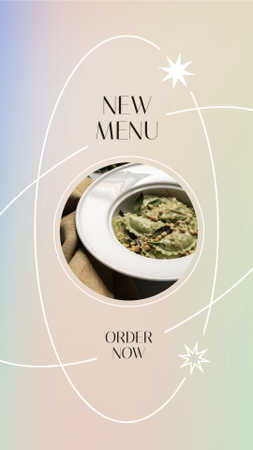 New Menu Sale Offer with Ravioli in Plate Instagram Story Design Template