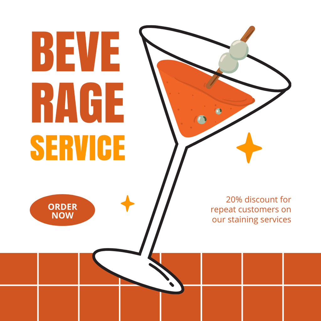 Beverage Catering Services Ad with Illustration of Drink Instagram AD tervezősablon