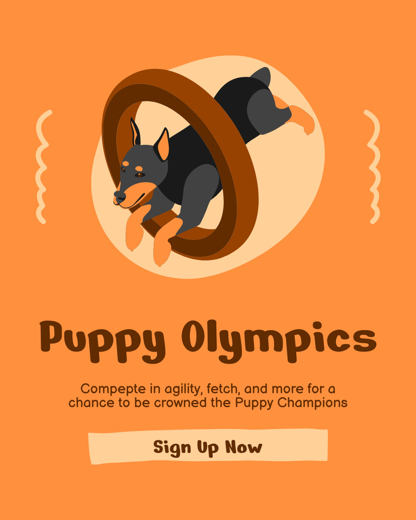Designvorlage Announcement of Puppy Competition on Orange für Instagram Post Vertical