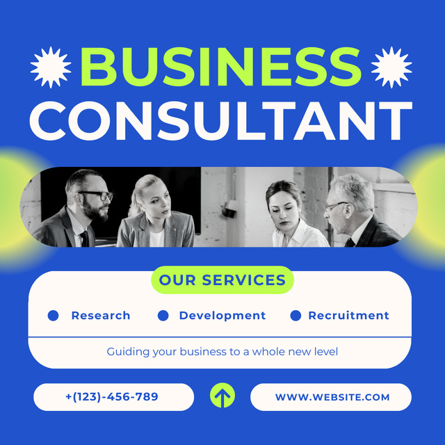 Template di design Services of Business Consulting with Coworkers on Meeting LinkedIn post