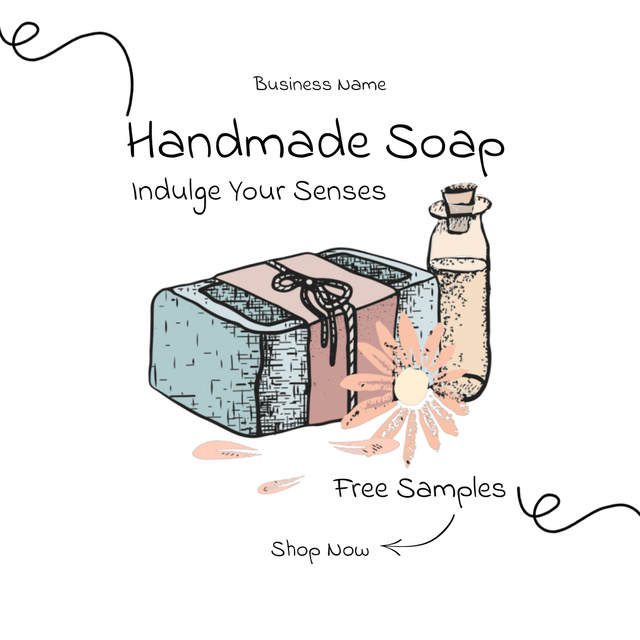 Ontwerpsjabloon van Animated Post van Offering Free Samples of Handmade Soaps with Custom Scents