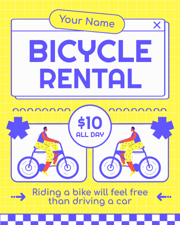 Bicycles for Rent as Car Alternative Instagram Post Vertical – шаблон для дизайна