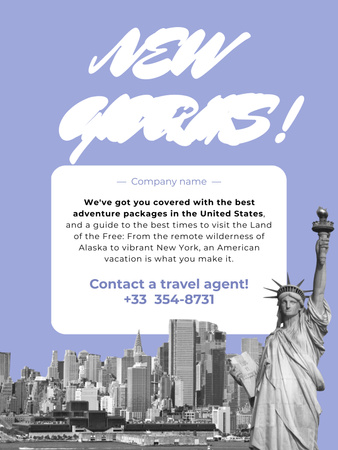 Designvorlage Tourist Trips Offer to New York on Blue für Poster 36x48in