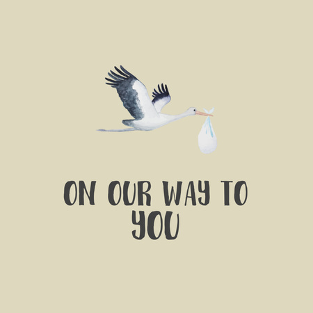 Cute Phrase with Stork Instagram Modelo de Design